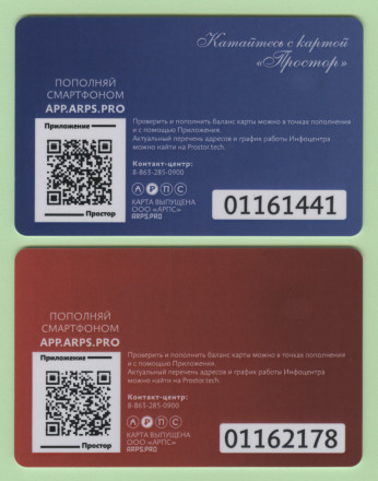 Комплект из 2-х транспортных карт "Простор". 2023 год, Ростов-на-Дону. С Новым Годом!