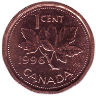 Монета 1 цент. 1996 год, Канада.
