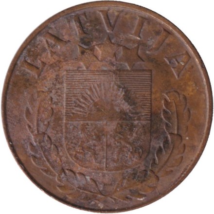 Монета 1 сантим. 1939 год, Латвия.