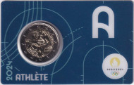 Монета 2 евро. 2024 год, Франция. XXXIII летние Олимпийские игры, Париж 2024. "Athlete".  Монета 2 евро. 2024 год, Франция. XXXIII летние Олимпийские игры, Париж 2024. "Athlete".