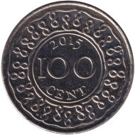 Монета 100 центов. 2015 год, Суринам.