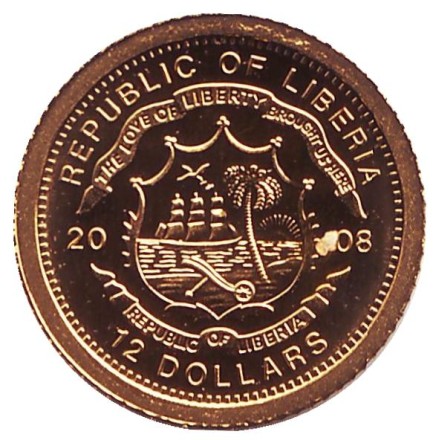 Монета 12 долларов. 2008 год, Либерия. Чехия. "Страны Европы".