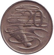 Монета 20 центов. 1972 год, Австралия. Утконос. Монета 20 центов. 1972 год, Австралия. Утконос.