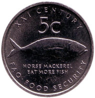 Монета 5 центов. 2000 год, Намибия. Ставрида.