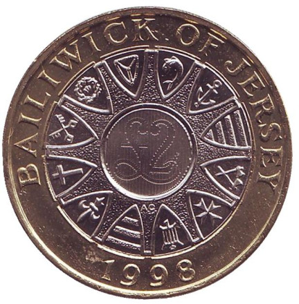 Монета 2 фунта. 1998 год, Джерси.