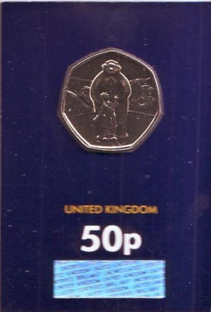 Монета 50 пенсов. 2019 год, Великобритания. Снеговик.