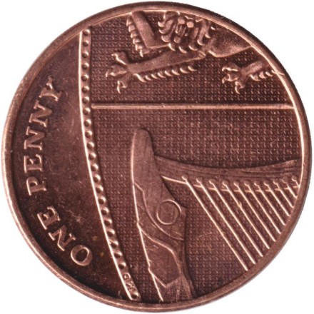 Монета 1 пенни. 2017 год, Великобритания.