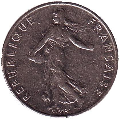 Монета 1/2 франка. 1984 год, Франция.