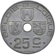 Монета 25 сантимов. 1943 год, Бельгия. (Belgie-Belgique) Монета 25 сантимов. 1943 год, Бельгия. (Belgie-Belgique)