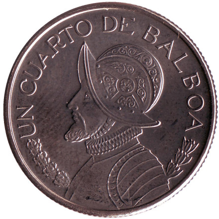 Монета 1/4 бальбоа. 2019 год, Панама. Васко Нуньес де Бальбоа.
