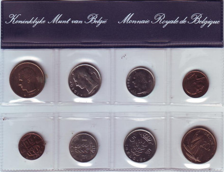 Годовой набор монет Бельгии (8 шт.). 1980 год, Бельгия.
