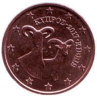 Монета 2 цента. 2017 год, Кипр. Монета 2 цента. 2017 год, Кипр.