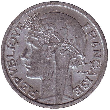 Монета 2 франка. 1959 год, Франция. Монета 2 франка. 1959 год, Франция.