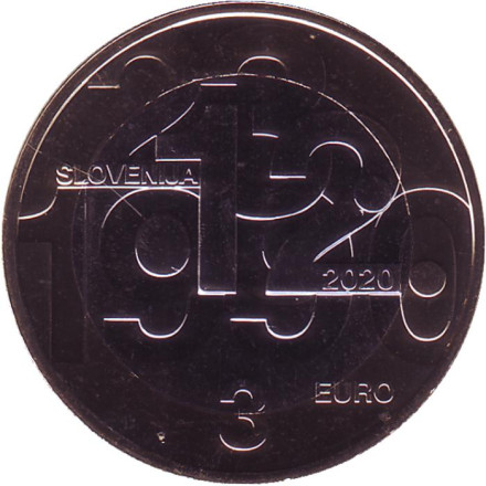 Монета 3 евро. 2020 год, Словения. 30 лет плебисциту о суверенитете и независимости Республики Словения.