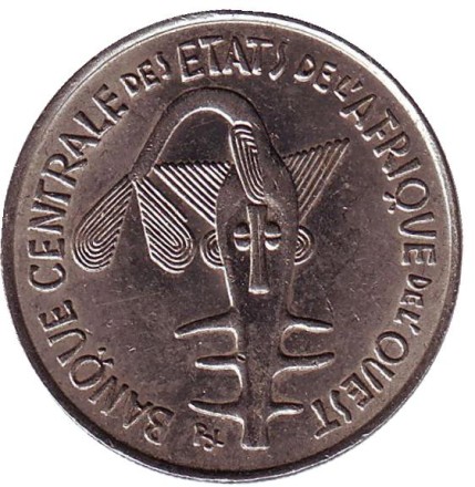 Монета 100 франков. 1975 год, Западные Африканские Штаты.