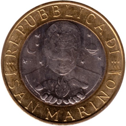 Монета 1000 лир. 1999 год, Сан-Марино. Роза ветров.