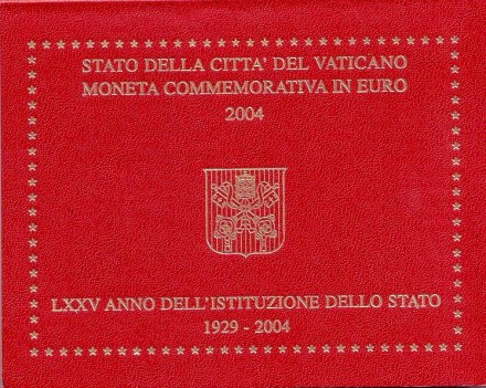 Монета 2 евро. 2004 год, Ватикан. (в буклете) 75 лет образования Государства Ватикан.