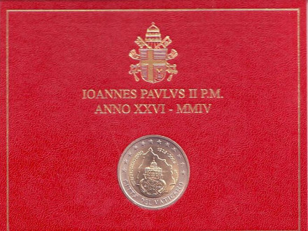 Монета 2 евро. 2004 год, Ватикан. (в буклете) 75 лет образования Государства Ватикан.