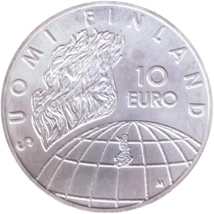 Монета 10 евро. 2002 год, Финляндия. 50 лет Олимпийским играм в Хельсинки.