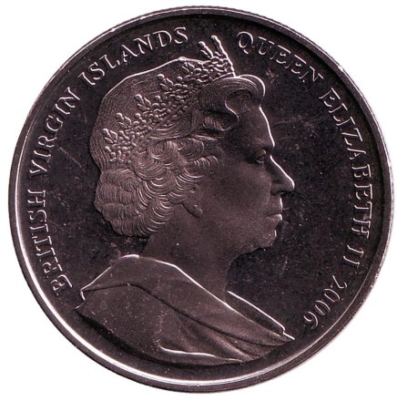 Монета 1 доллар. 2006 год, Британские Виргинские острова. Дельфины. Монета 1 доллар. 2006 год, Британские Виргинские острова. Дельфины.