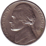 Монета 5 центов. 1972 год, США. Джефферсон. Монтичелло. Монета 5 центов. 1972 год, США. Джефферсон. Монтичелло.