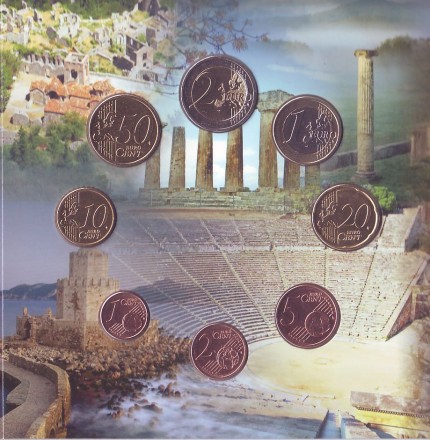 Пелопоннес. Официальный Годовой набор монет евро Греции в буклете. (8 шт.) 2016 год, Греция. Пелопоннес. Официальный Годовой набор монет евро Греции в буклете. (8 шт.) 2016 год, Греция.