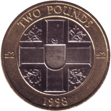 Монета 2 фунта. 1998 год, Гернси.
