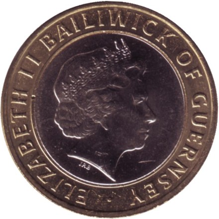Монета 2 фунта. 1998 год, Гернси.