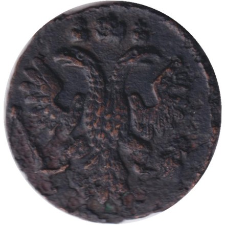 Монета Полушка. 1735 год, Российская империя. Монета Полушка. 1735 год, Российская империя.