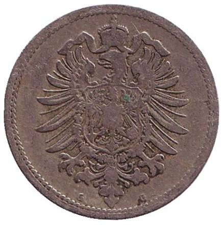 Монета 10 пфеннигов. 1874 год (G), Германская империя. Монета 10 пфеннигов. 1874 год (G), Германская империя.