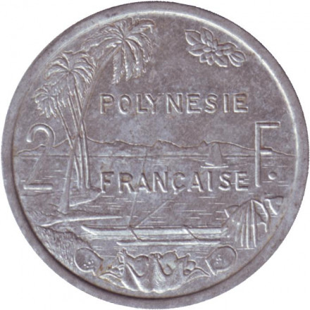 Монета 2 франка. 2004 год, Французская Полинезия. Из обращения.