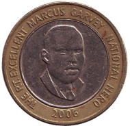 Монета 20 долларов. 2006 год, Ямайка. Маркус Гарви - национальный герой. Монета 20 долларов. 2006 год, Ямайка. Маркус Гарви - национальный герой.