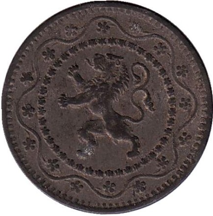 Монета 10 сантимов. 1915 год, Бельгия. Монета 10 сантимов. 1915 год, Бельгия.