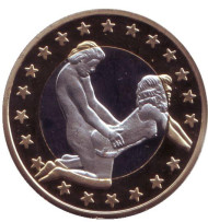 6 эросов (Sex euros). Сувенирный жетон. (Вар. 27)
