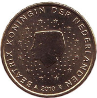 Монета 10 евроцентов. 2010 год, Нидерланды. Монета 10 евроцентов. 2010 год, Нидерланды.