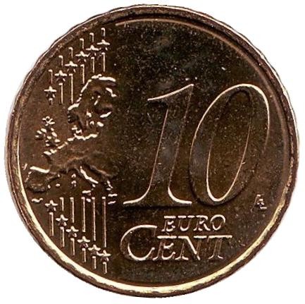 Монета 10 центов. 2011 год, Греция.