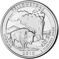 Монета 25 центов (P). 2010 год, США. Йеллоустонский национальный парк. Парк № 2. Монета 25 центов (P). 2010 год, США. Йеллоустонский национальный парк. Парк № 2.