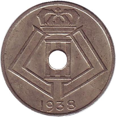 Монета 5 сантимов. 1938 год, Бельгия. 