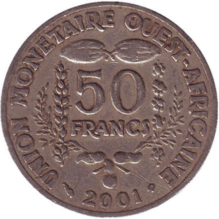 Монета 50 франков. 2001 год, Западные Африканские штаты.