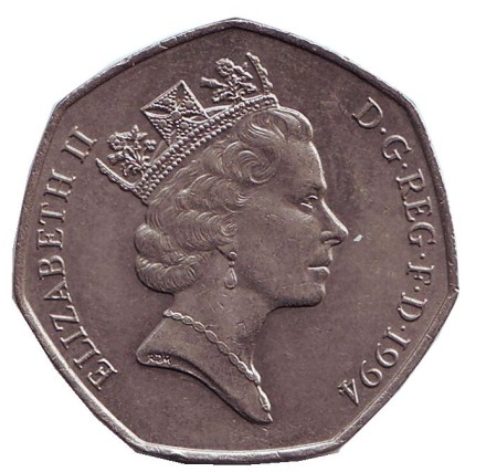 Монета 50 пенсов. 1994 год, Великобритания. 50 лет высадки союзников в Нормании. D-Day.