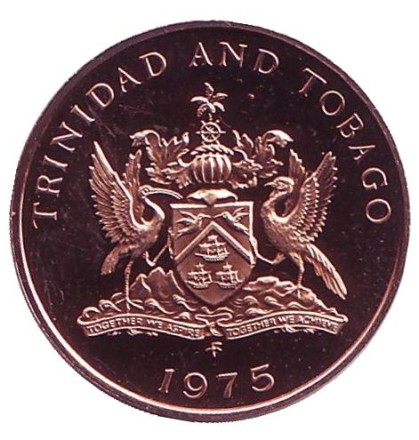 Монета 5 центов. 1975 год, Тринидад и Тобаго. Proof. Райская птица.