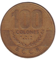 Монета 100 колонов. 1997 год, Коста-Рика. Монета 100 колонов. 1997 год, Коста-Рика.