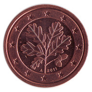 Монета 2 цента (А). 2011 год, Германия. Монета 2 цента (А). 2011 год, Германия.