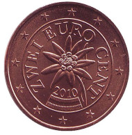 Монета 2 цента. 2010 год, Австрия. Монета 2 цента. 2010 год, Австрия.