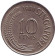 Монета 10 центов. 1980 год, Сингапур. Морской конек.