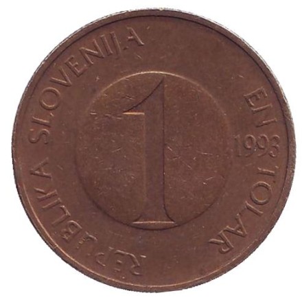 Монета 1 толар. 1993 год, Словения. Ручьевая форель. Монета 1 толар. 1993 год, Словения. Ручьевая форель.