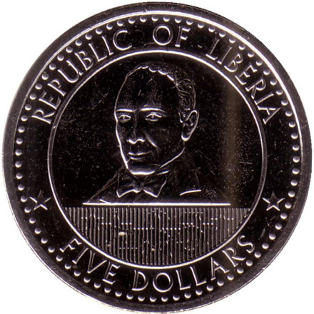 Монета 5 долларов. 2022 год, Либерия. Монета 5 долларов. 2022 год, Либерия.