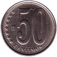 Монета 50 сентимо. 2012 год, Венесуэла. Монета 50 сентимо. 2012 год, Венесуэла.