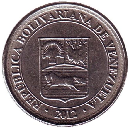 Монета 50 сентимо. 2012 год, Венесуэла. Монета 50 сентимо. 2012 год, Венесуэла.