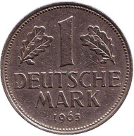 Монета 1 марка. 1963 год (J), ФРГ. Монета 1 марка. 1963 год (J), ФРГ.